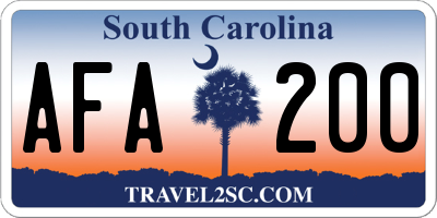 SC license plate AFA200