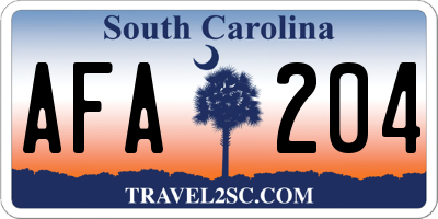 SC license plate AFA204