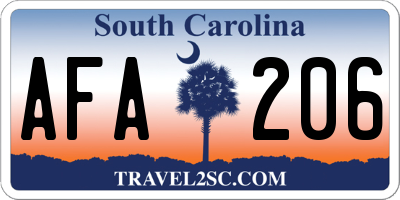 SC license plate AFA206