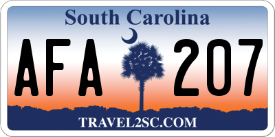 SC license plate AFA207