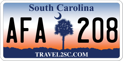 SC license plate AFA208