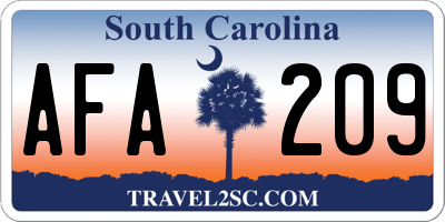 SC license plate AFA209