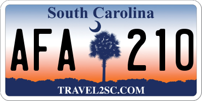 SC license plate AFA210