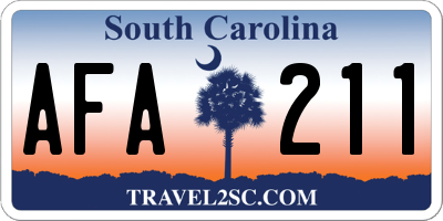 SC license plate AFA211
