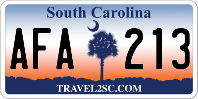 SC license plate AFA213