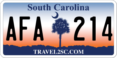 SC license plate AFA214