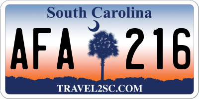 SC license plate AFA216