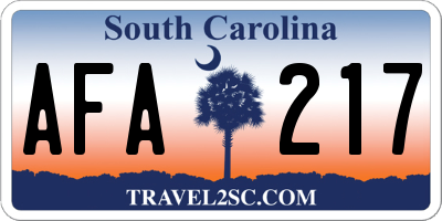 SC license plate AFA217