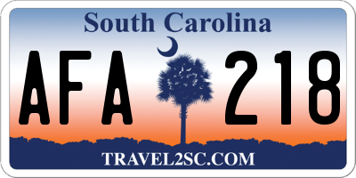 SC license plate AFA218