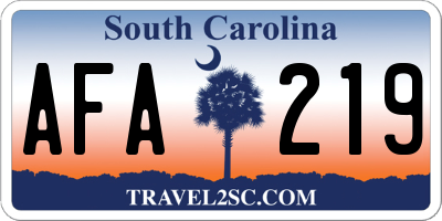 SC license plate AFA219