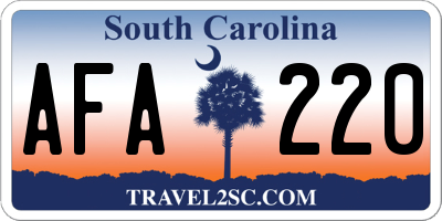 SC license plate AFA220