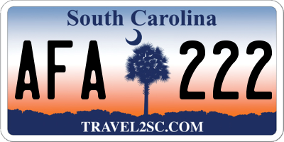 SC license plate AFA222