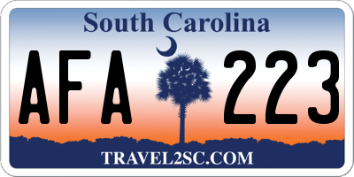 SC license plate AFA223