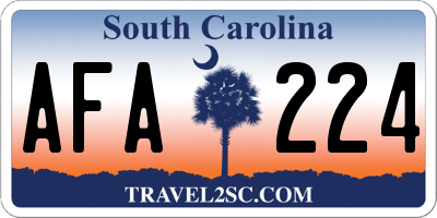 SC license plate AFA224