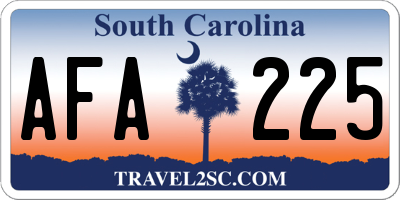 SC license plate AFA225