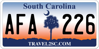SC license plate AFA226