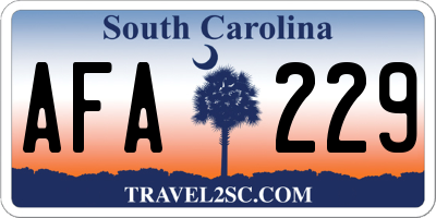 SC license plate AFA229