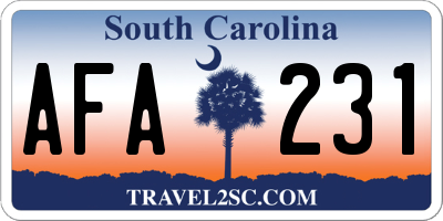 SC license plate AFA231