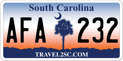 SC license plate AFA232