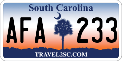SC license plate AFA233