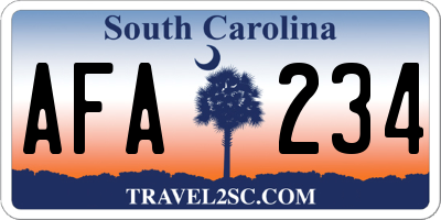 SC license plate AFA234
