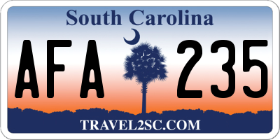 SC license plate AFA235