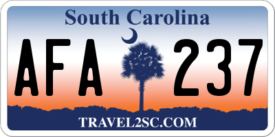SC license plate AFA237