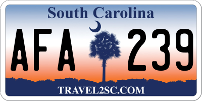 SC license plate AFA239