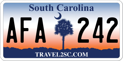 SC license plate AFA242
