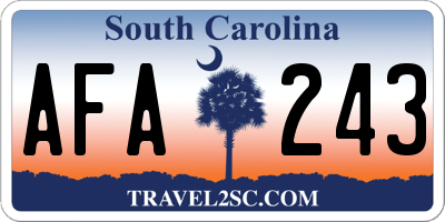SC license plate AFA243