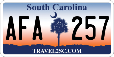 SC license plate AFA257