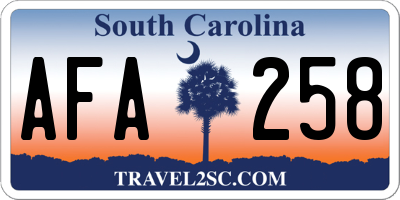 SC license plate AFA258