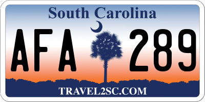 SC license plate AFA289