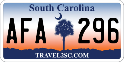 SC license plate AFA296