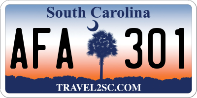SC license plate AFA301