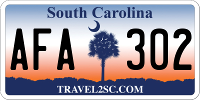SC license plate AFA302