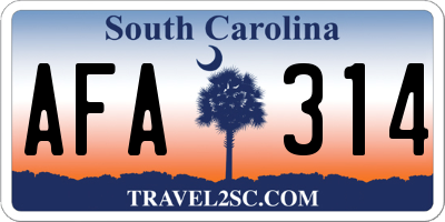 SC license plate AFA314