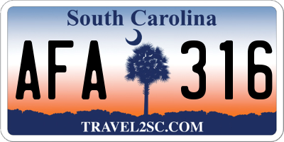 SC license plate AFA316