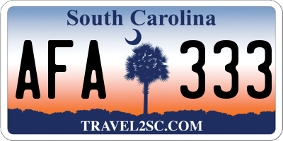 SC license plate AFA333