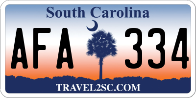 SC license plate AFA334