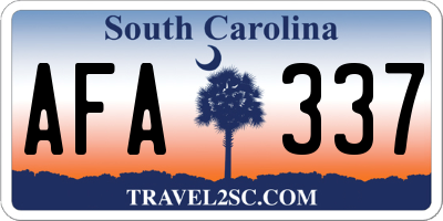SC license plate AFA337