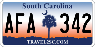SC license plate AFA342