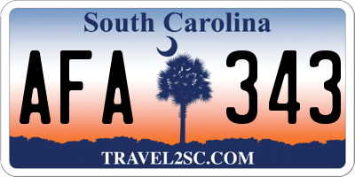 SC license plate AFA343