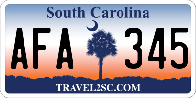 SC license plate AFA345