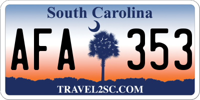 SC license plate AFA353
