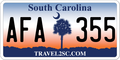 SC license plate AFA355