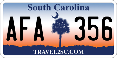 SC license plate AFA356