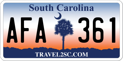 SC license plate AFA361
