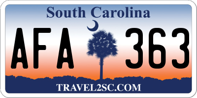 SC license plate AFA363