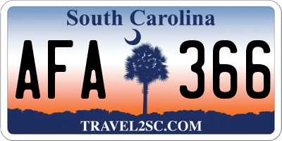 SC license plate AFA366